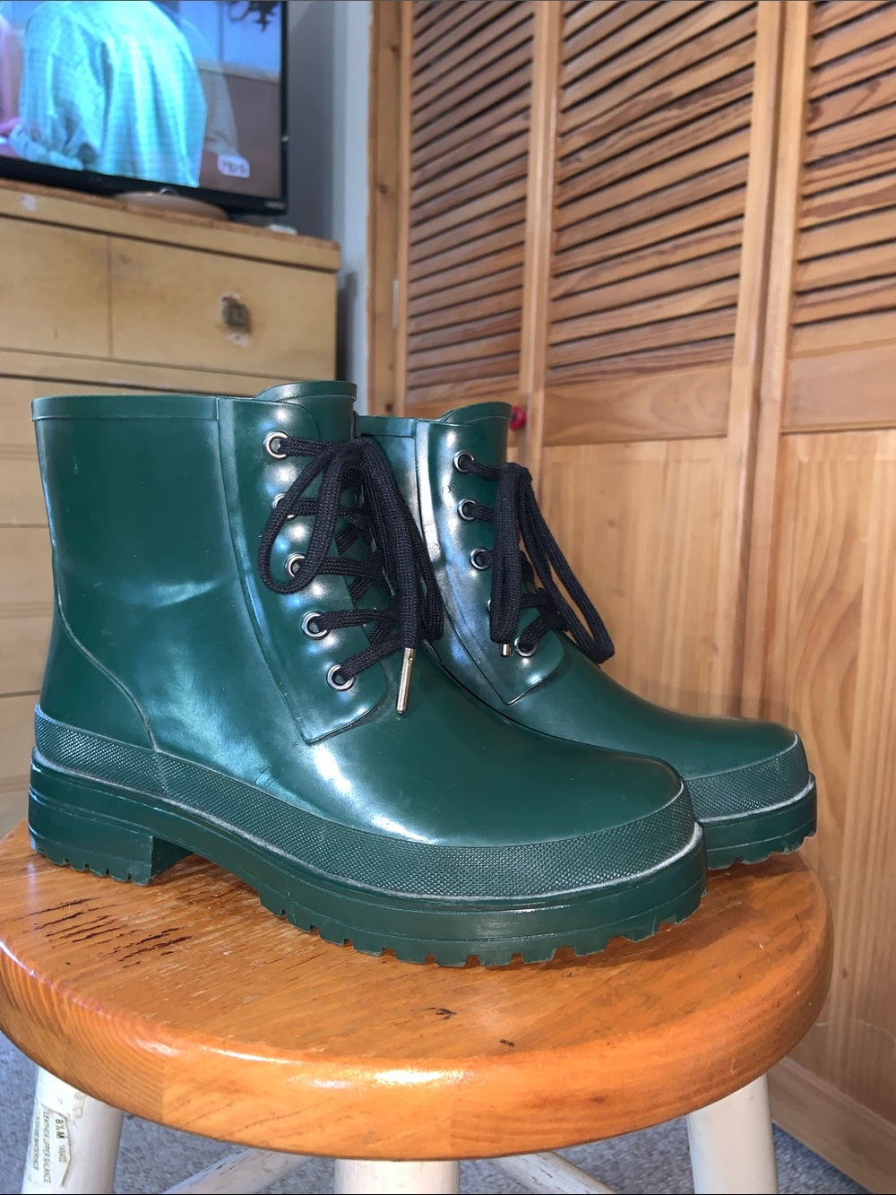Kate Spade Sedgwick Forest Green Lace-Up Waterproof Ankle Boots size 7
